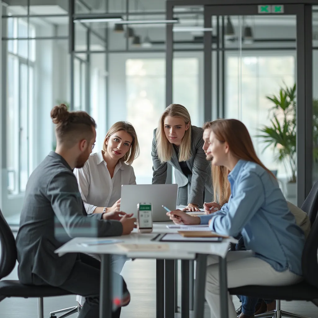 Modern office interior with people working